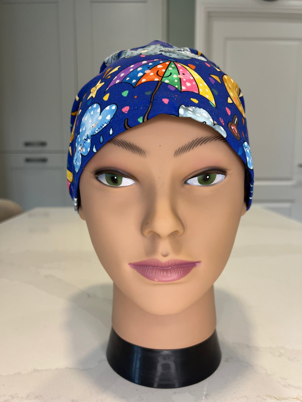 Royal Blue British Weather Soft Jersey Fabric theatre scrub cap / hat.  Ethically made.