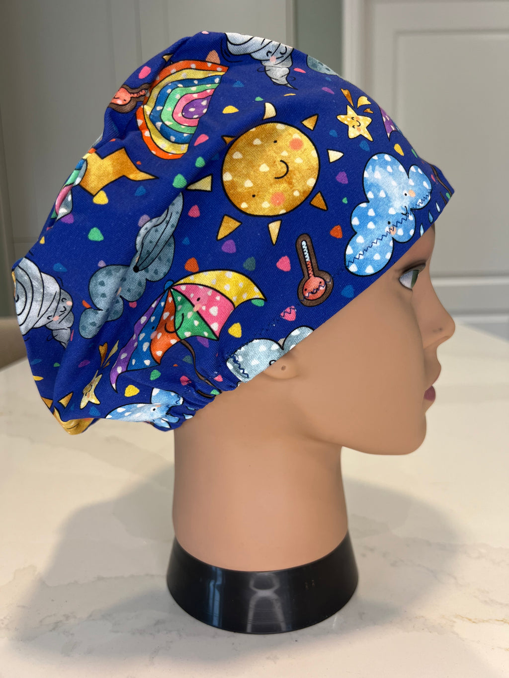 Royal Blue British Weather Soft Jersey Fabric theatre scrub cap / hat.  Ethically made.