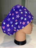 Purple Starfish 100% Cotton Theatre Hat/Scrub Cap Optional Satin Lining