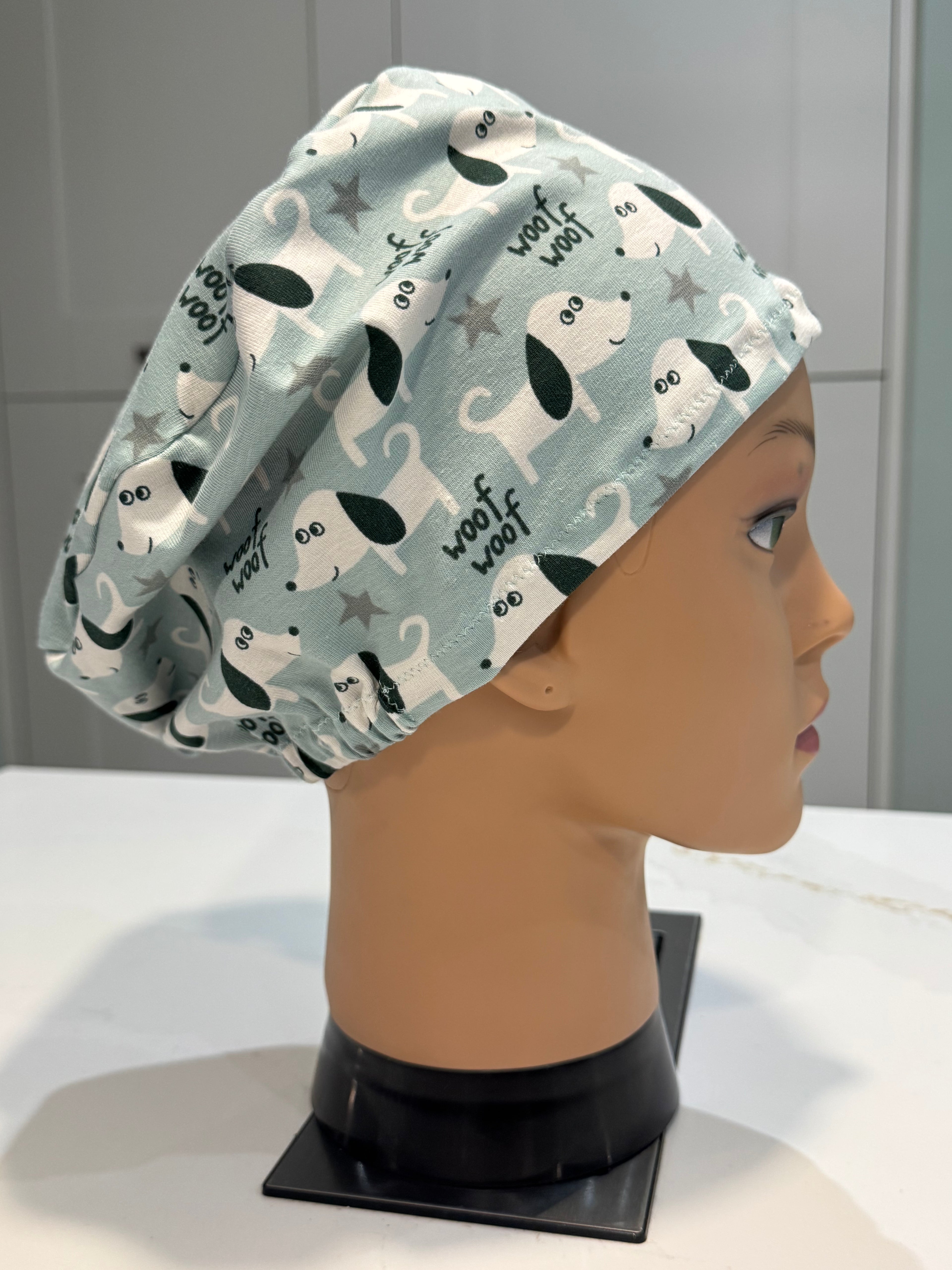 "Woof Woof" Pet Dog Premium Cotton Jersey super soft theatre scrub hat/cap