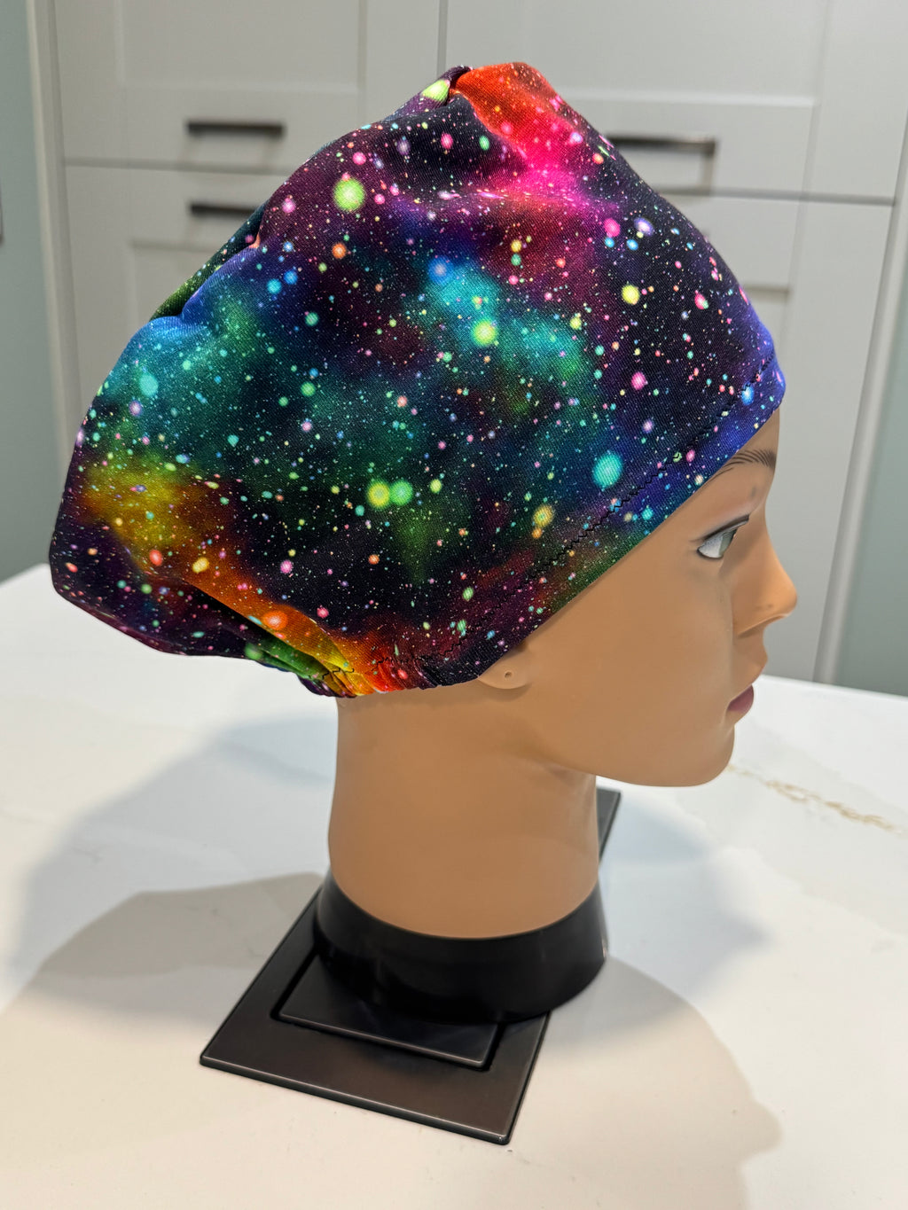 Rainbow Galaxies Premium Cotton Jersey super soft theatre scrub hat/cap