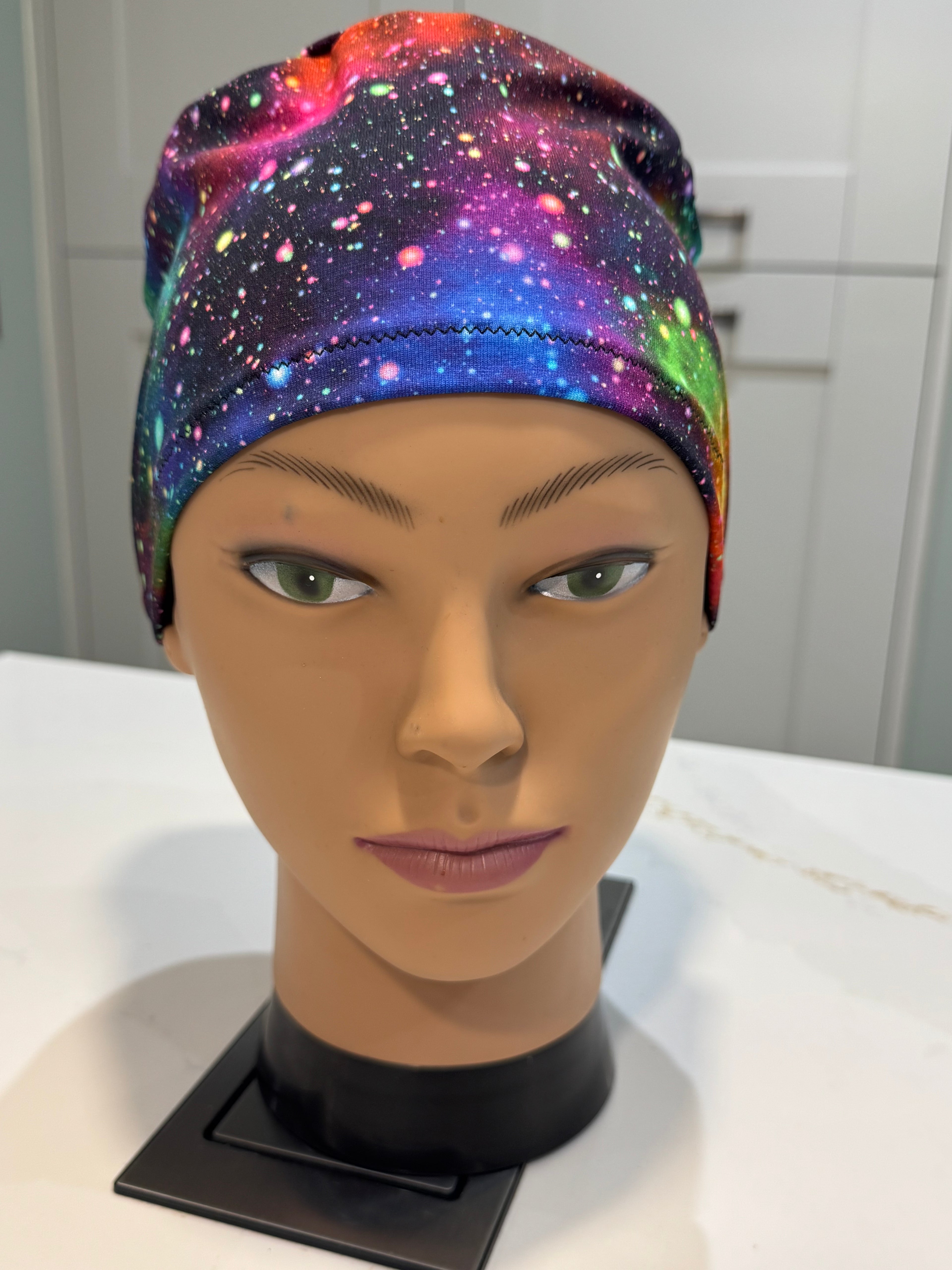Rainbow Galaxies Premium Cotton Jersey super soft theatre scrub hat/cap