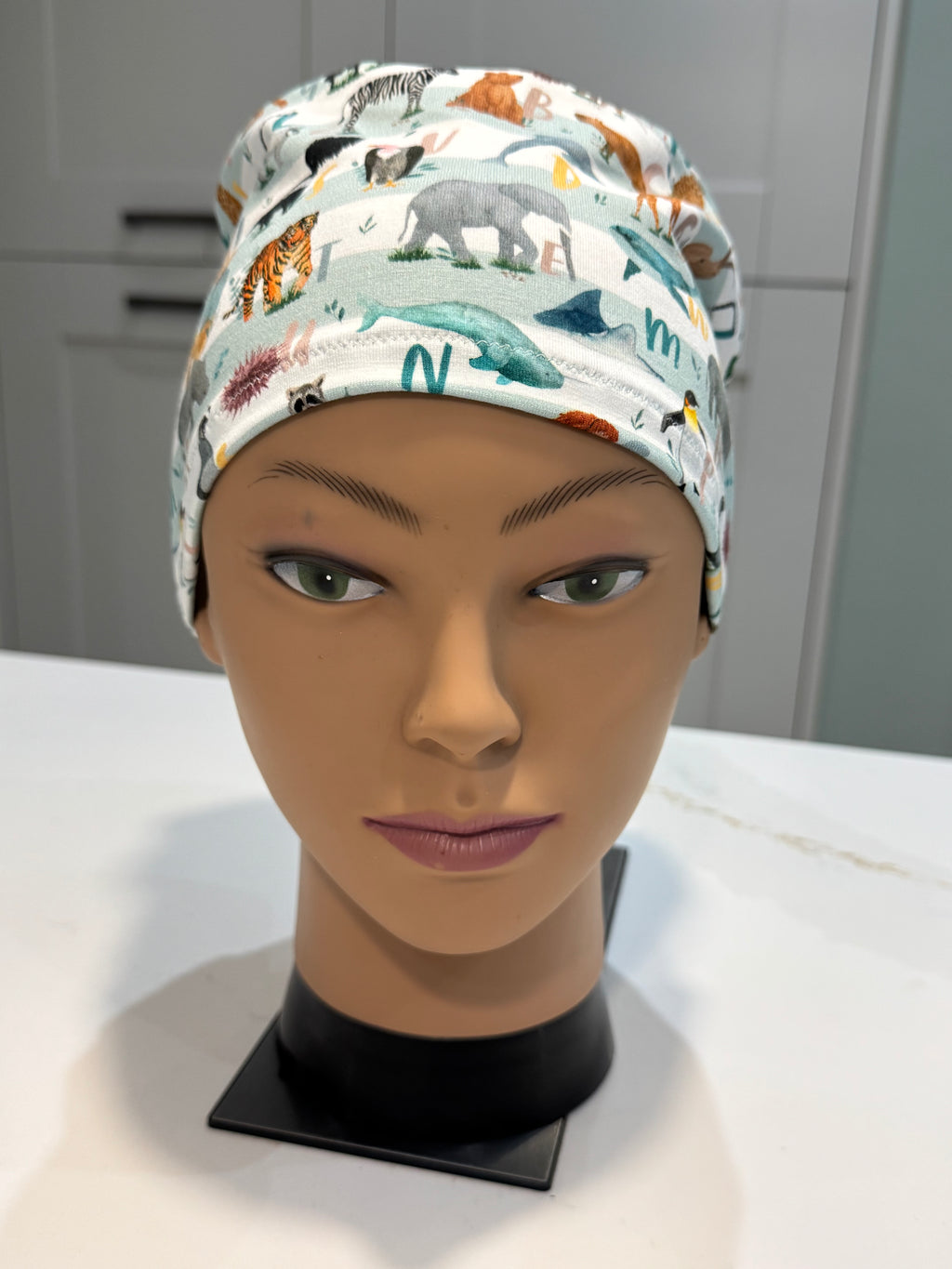 Alphabet Jungle Premium Cotton Jersey Super Soft Surgical/Theatre Scrub Hat/Cap. UK Handmade