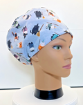 Cats in Hats Halloween 100% Cotton Theatre Scrub Hat/Cap.  Optional Satin lining
