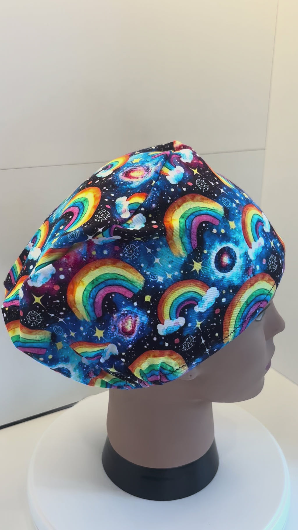 Celestial Rainbows Premium Cotton Jersey super soft theatre scrub hat/cap