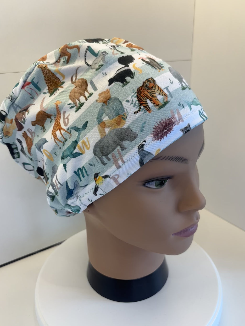 Alphabet Jungle Premium Cotton Jersey Super Soft Surgical/Theatre Scrub Hat/Cap. UK Handmade