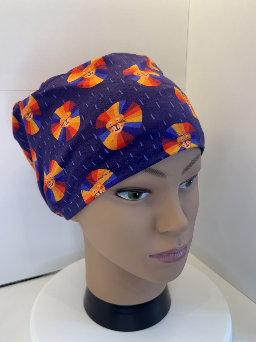 Purple Rainbow Manes Lion Premium Cotton Jersey super soft theatre scrub hat/cap