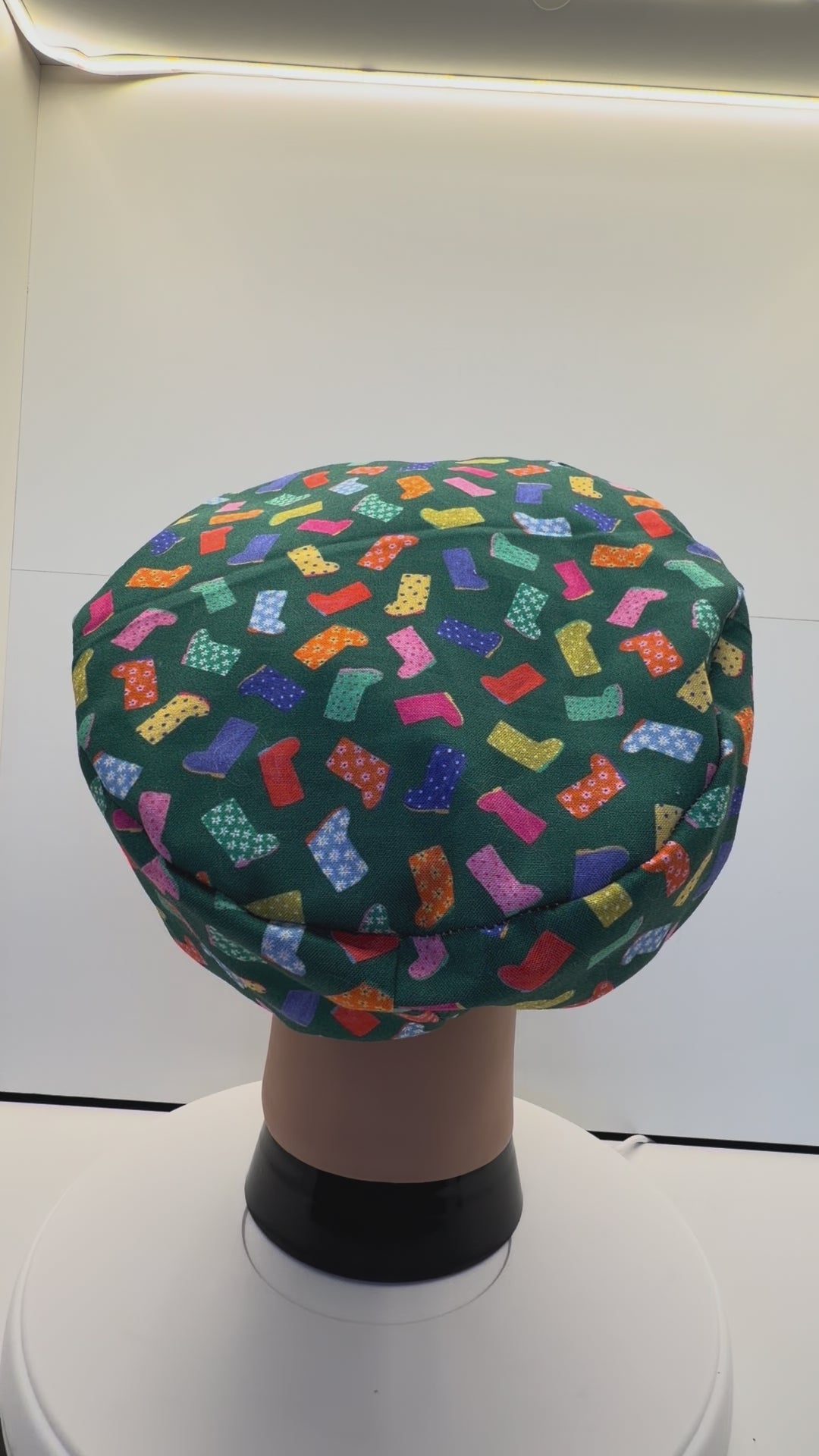 Rainbow Wellies 100% Cotton Scrub Cap/Theatre Hat - UK Handmade