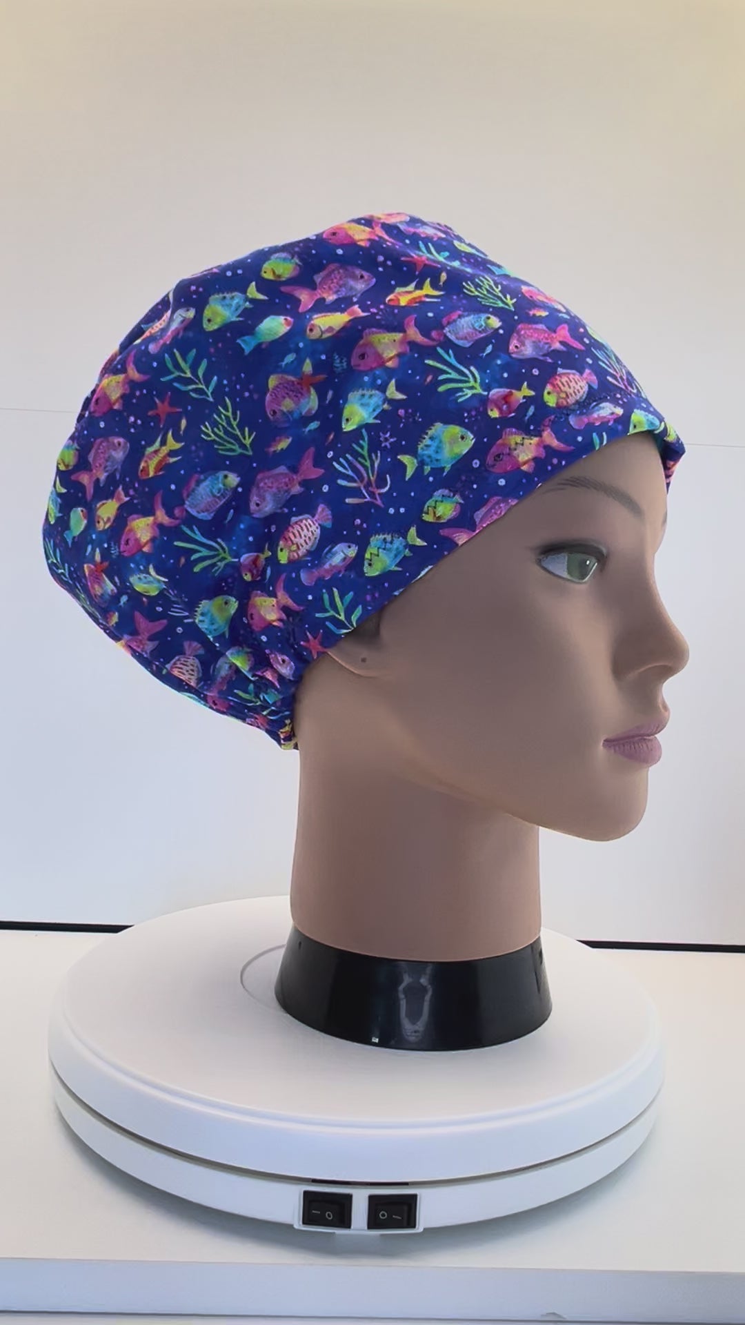 Rainbow Reef 100% Cotton Scrub Cap/Theatre Hat - Optional Satin Lining