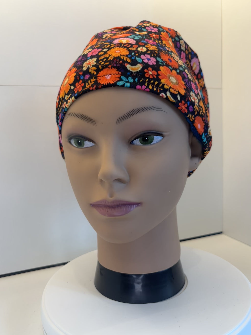 Midnight Wildflowers Premium Cotton Jersey Super Soft Surgical/Theatre Scrub Hat/Cap. UK Handmade