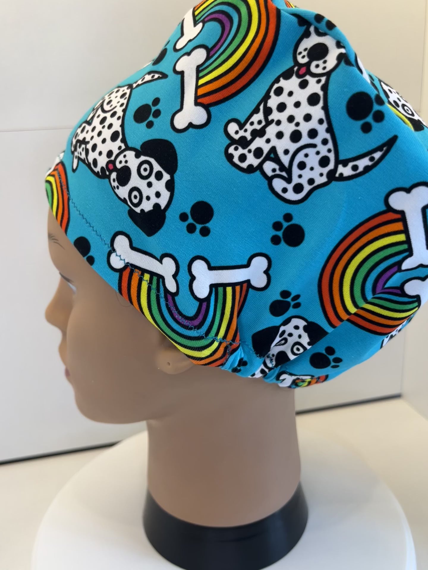 Spotty Dog Premium Cotton Jersey Fabric Handmade Scrub Cap/Theatre Hat