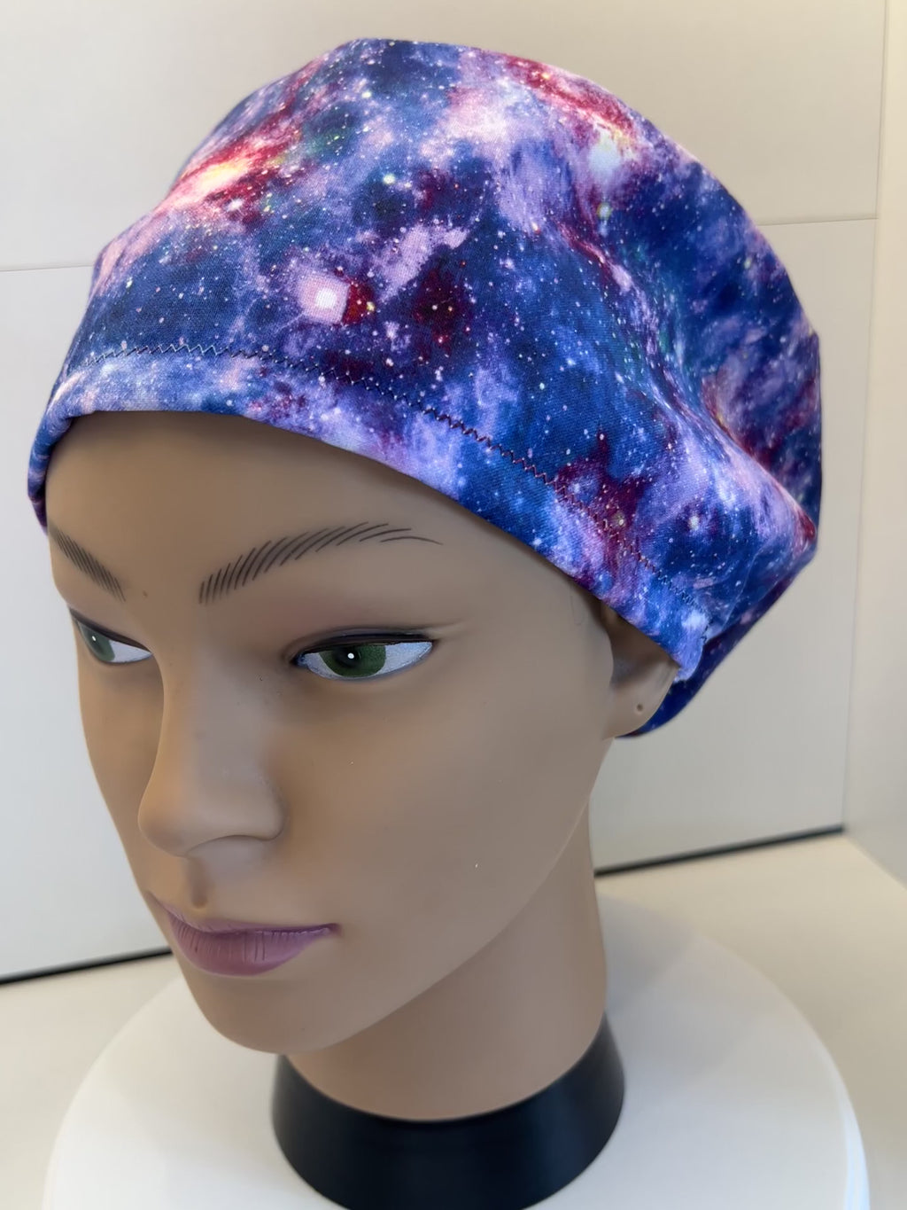 Purple Galaxy 100% Cotton Scrub Cap/Theatre Hat - Optional satin Lining