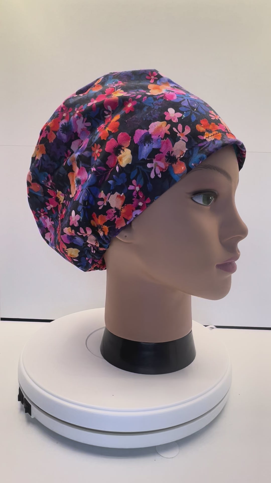 Painted Petals Theatre Scrub Hat/Cap - 100% cotton, Optional Satin lining