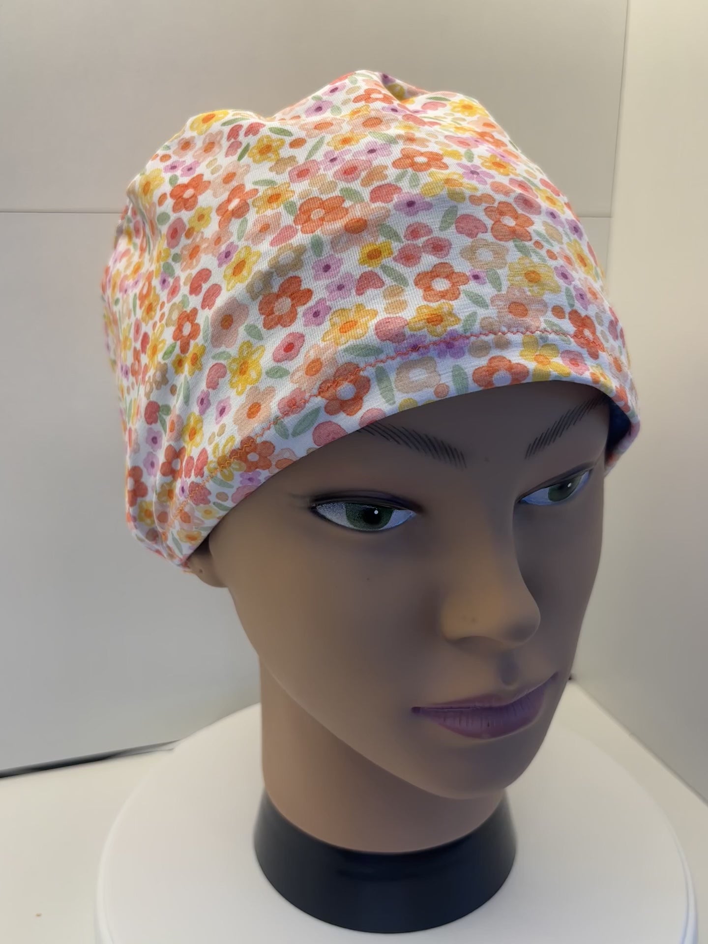 Spring Blooms Premium Jersey super soft and smooth cotton theatre scrub hat/cap