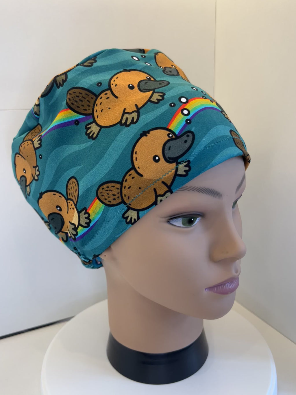 Rainbow Playtpus Premium Cotton Jersey super soft theatre scrub hat/cap