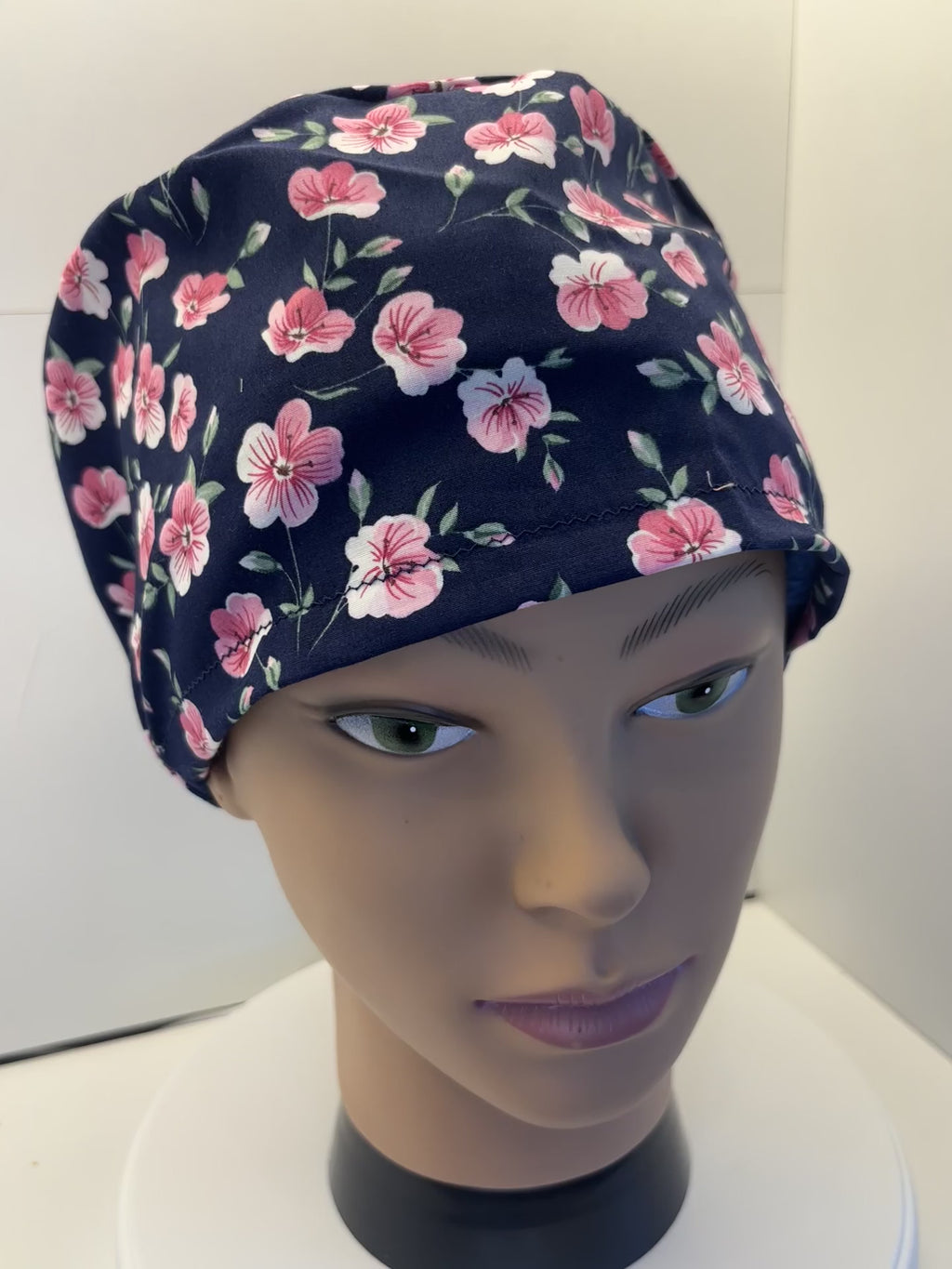 Pink Blossom Floral 100% Cotton Theatre Hat/Scrub Cap