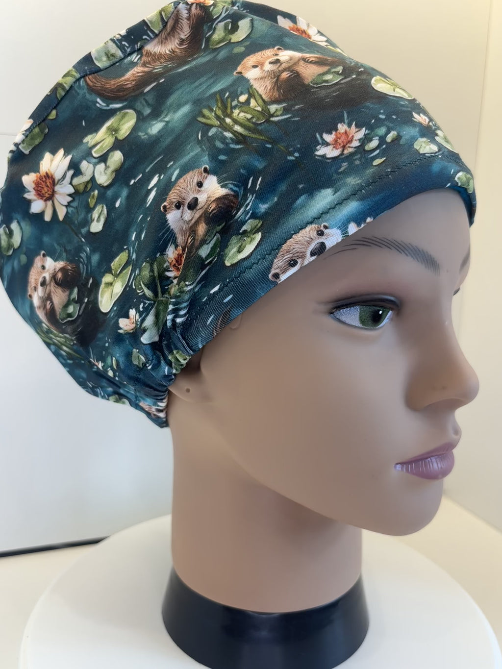 Peaceful Otters Premium Cotton Jersey super soft theatre scrub hat/cap