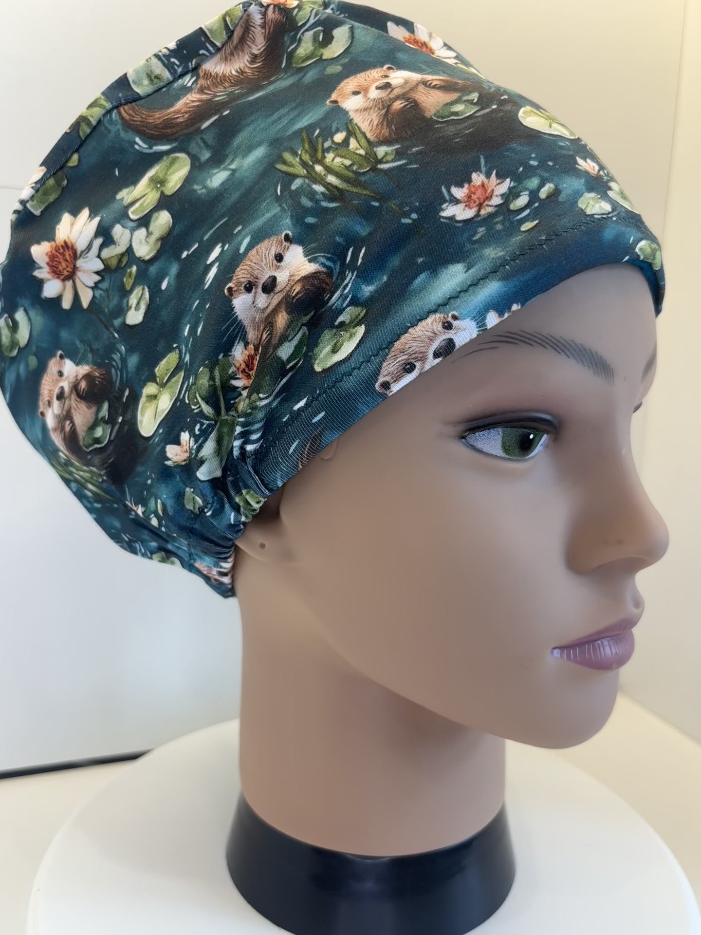 Peaceful Otters Premium Cotton Jersey super soft theatre scrub hat/cap