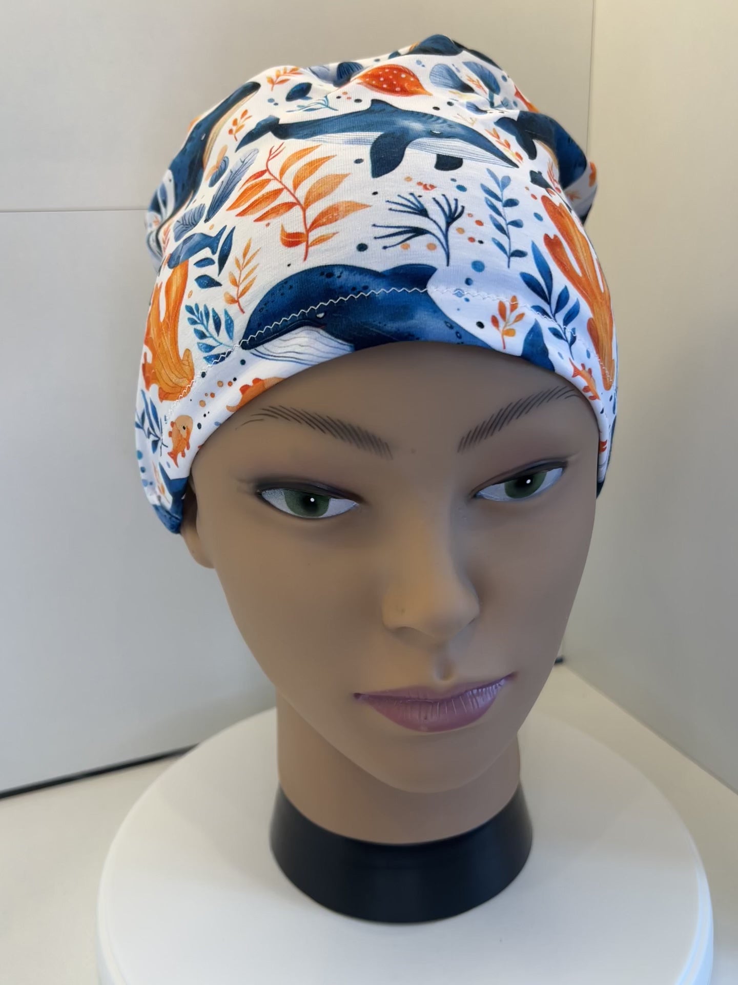 Ocean Giants Whale Premium Jersey super soft and smooth cotton theatre scrub hat/cap.