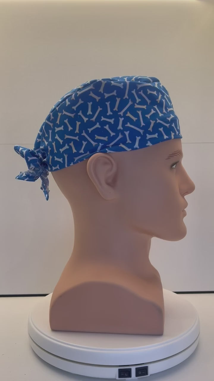 Little Bones Cotton Fabric Tie-back Theatre Scrub Cap / Hat.