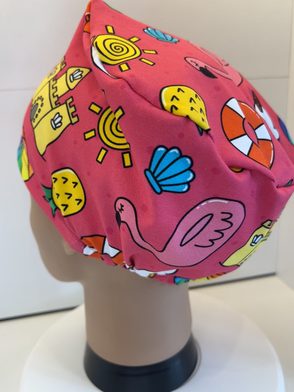 Pink Beach Premium Jersey Fabric Handmade Scrub Cap/Theatre Hat