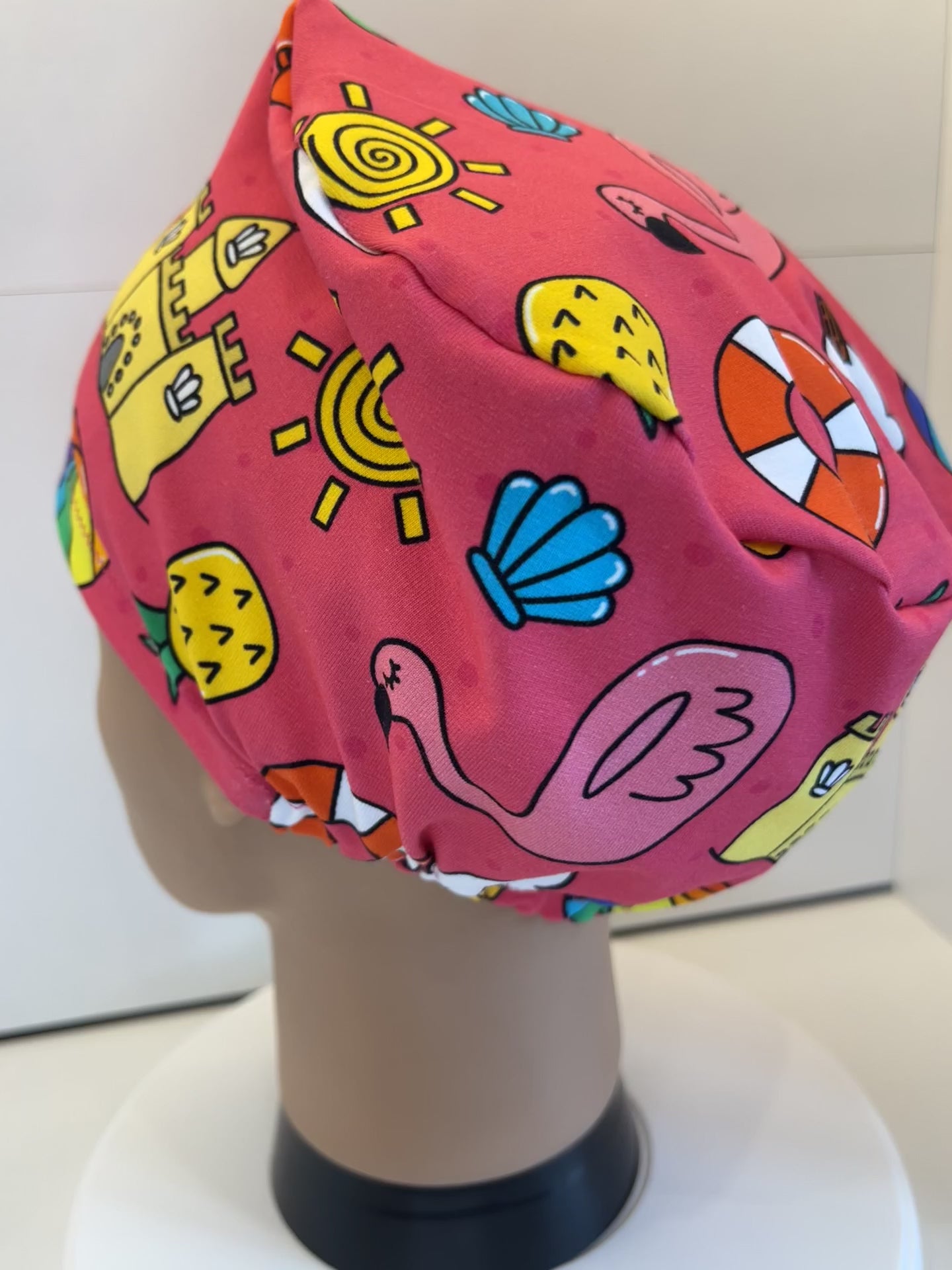 Pink Beach Premium Jersey Fabric Handmade Scrub Cap/Theatre Hat