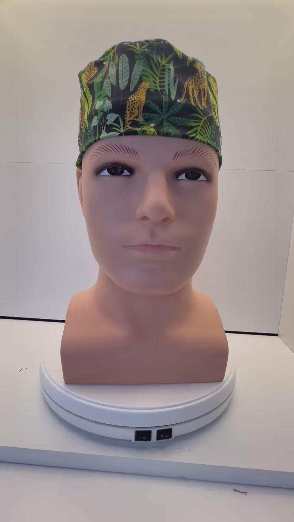 Jaguar Jungle Cotton Fabric tie-back theatre scrub cap / hat. UK handmade