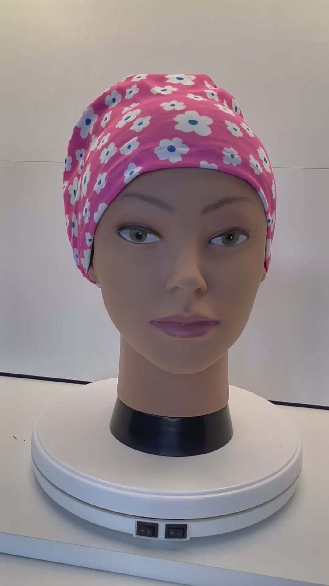 Pink Petals Print Jersey Theatre Hat.  Standard & Large Size.