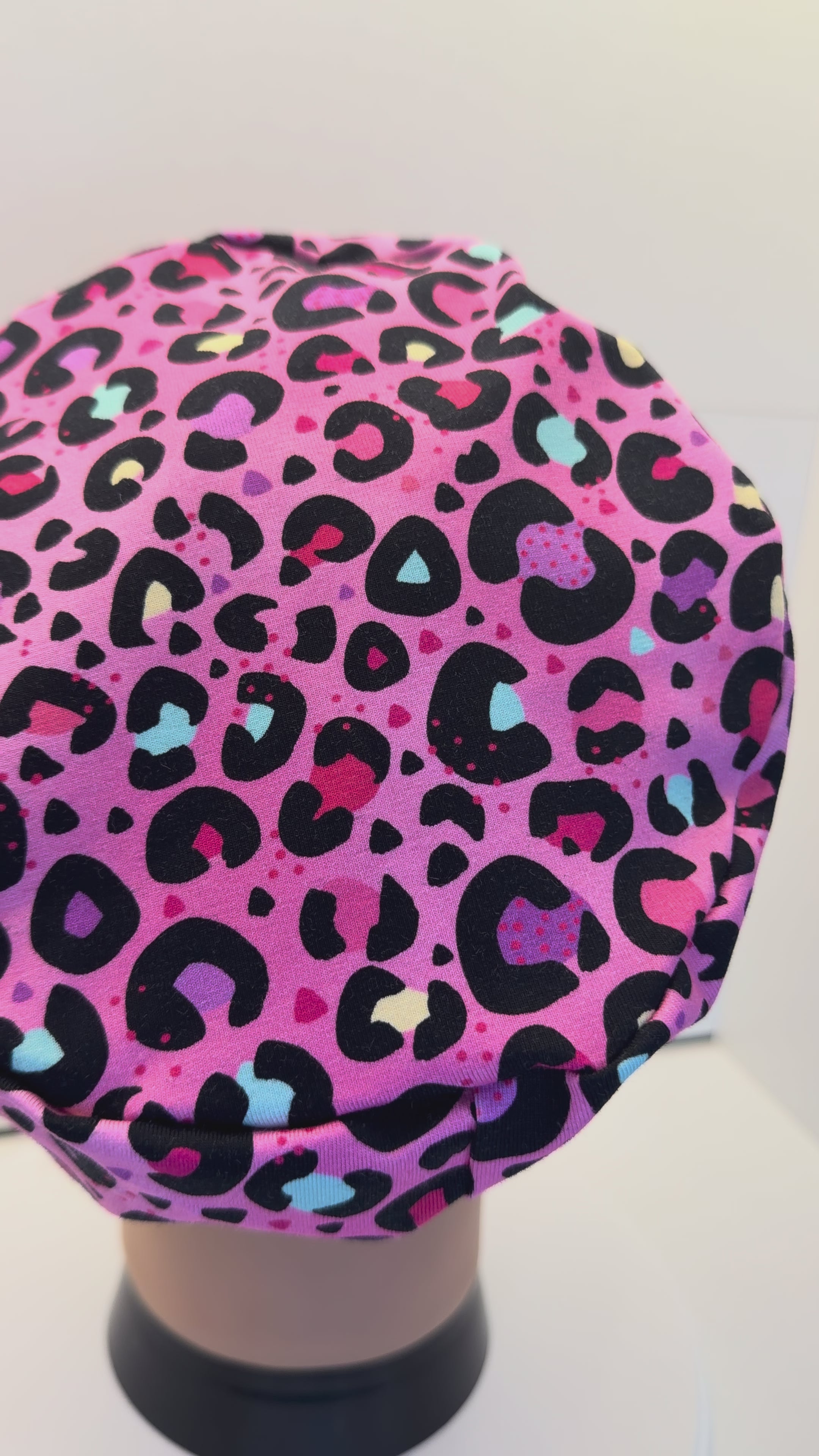 Leopard Love Soft Jersey Fabric Theatre Scrub Cap / Hat.  UK Handmade.