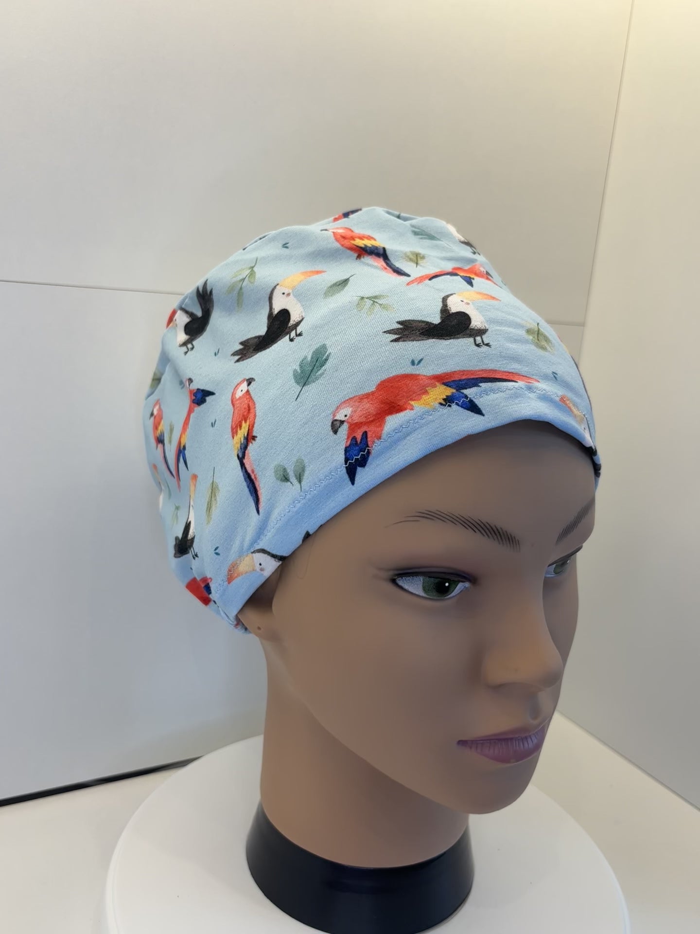 Tropical Treetops Jersey Cotton Theatre Scrub Hat/Cap.  UK Handmade.