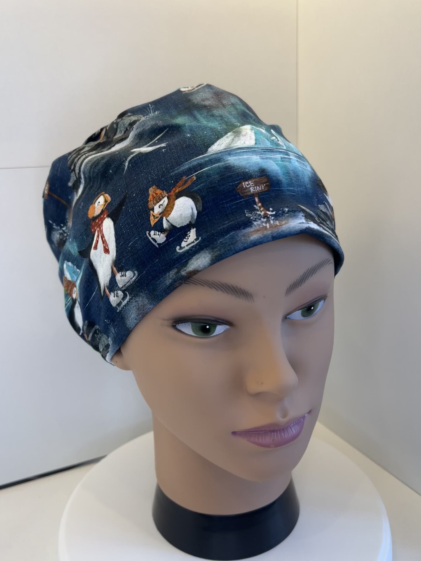 Puffins on Ice Premium Jersey Fabric Scrub cap/theatre hat