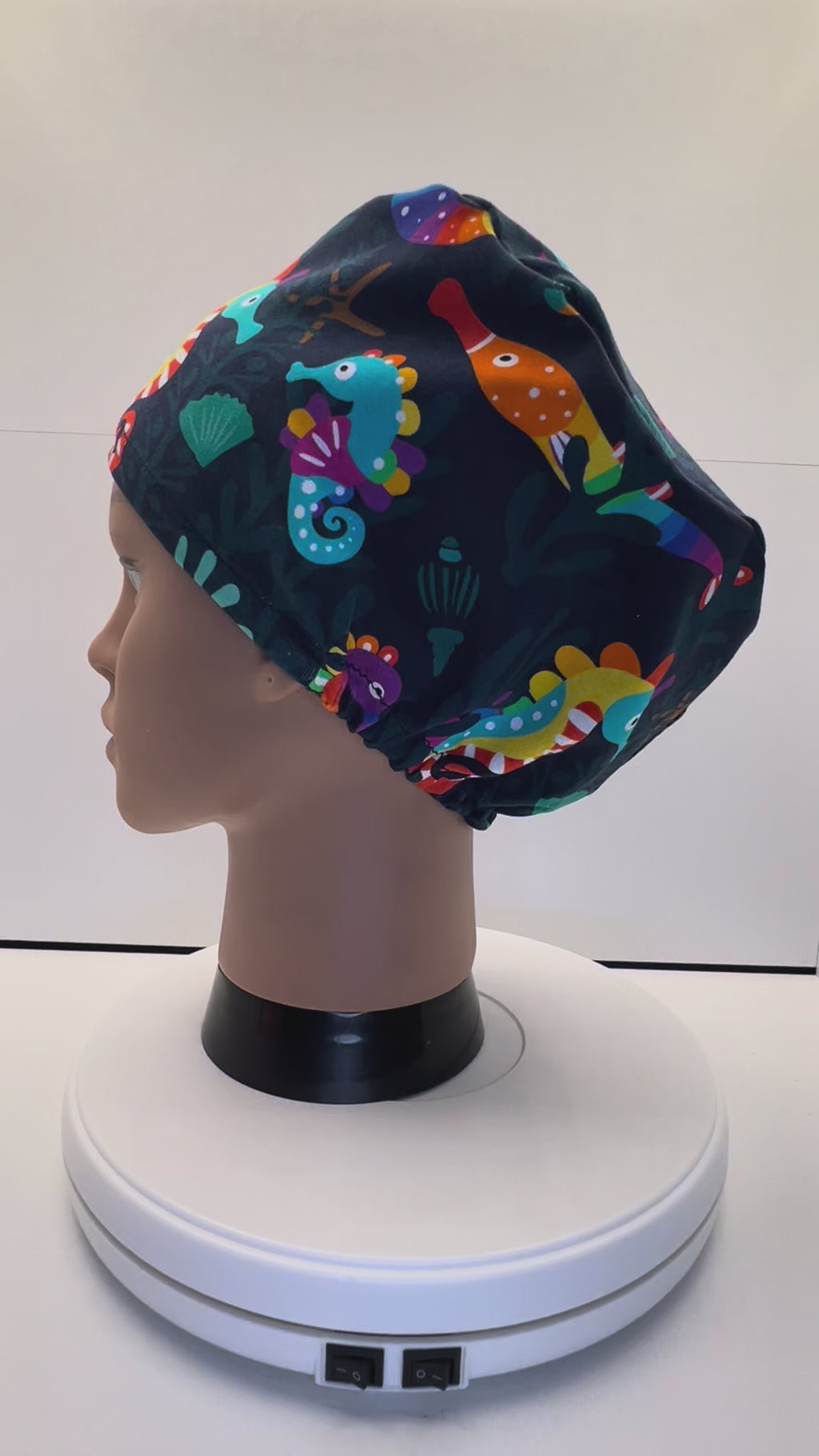 Seahorse Shores Stretch Jersey Theatre Hat.  Standard & Large Size