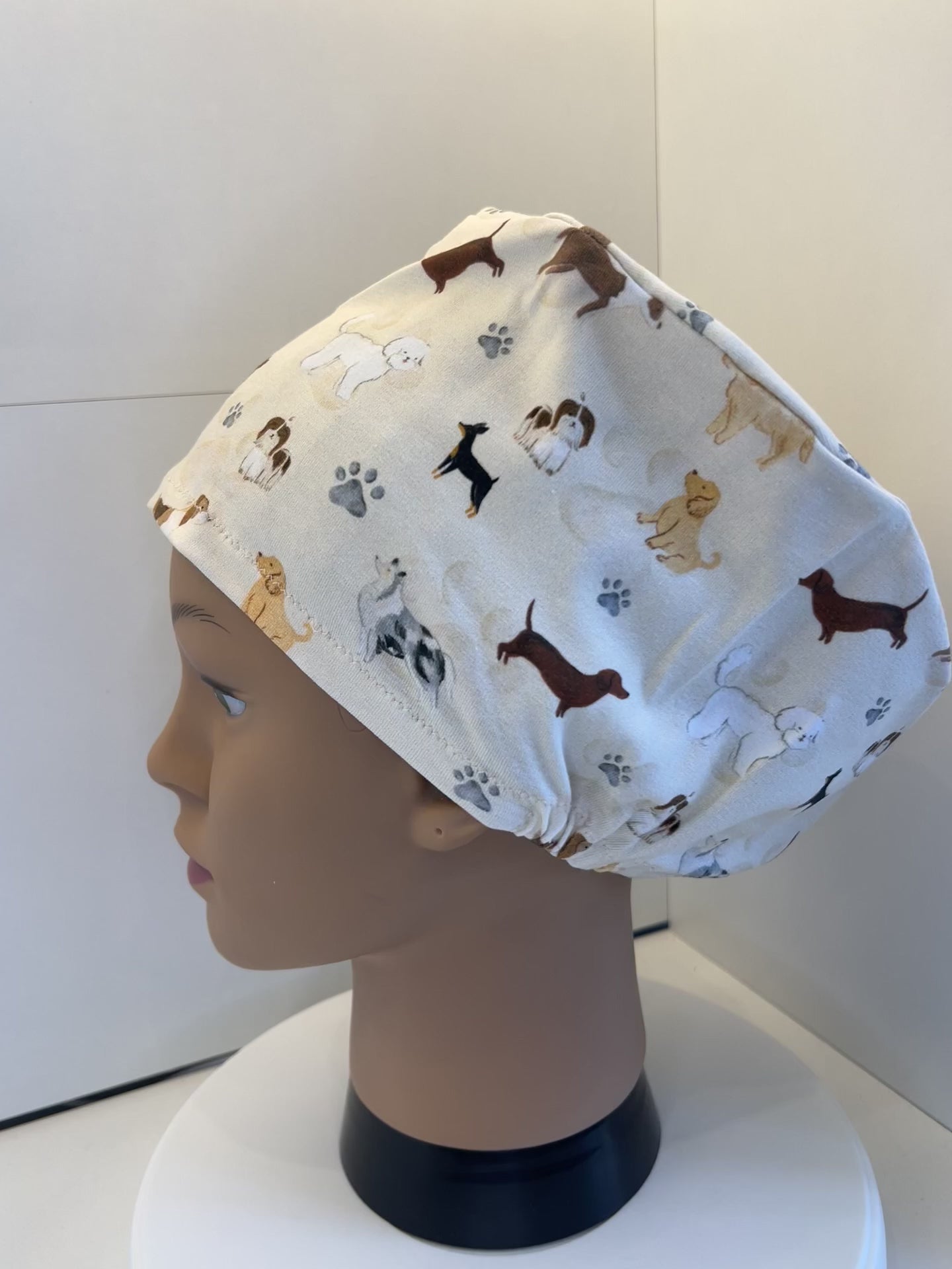 Pups and Pawprints Premium Cotton Jersey super soft theatre scrub hat/cap - Dogs, Pets
