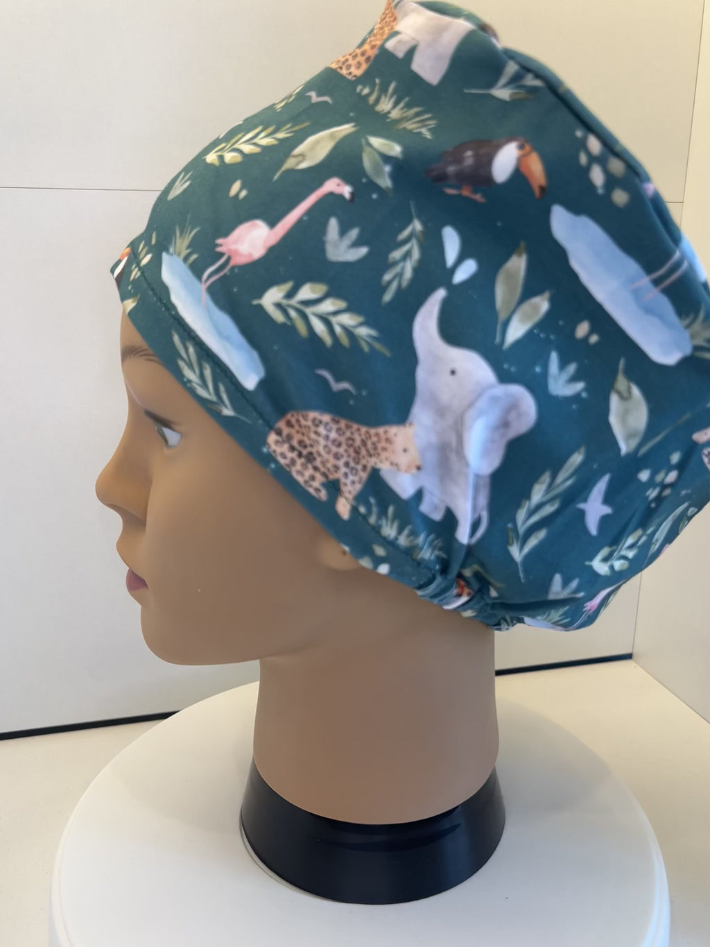 Teal Wild Safari Premium Jersey super soft and smooth cotton theatre scrub hat/cap.