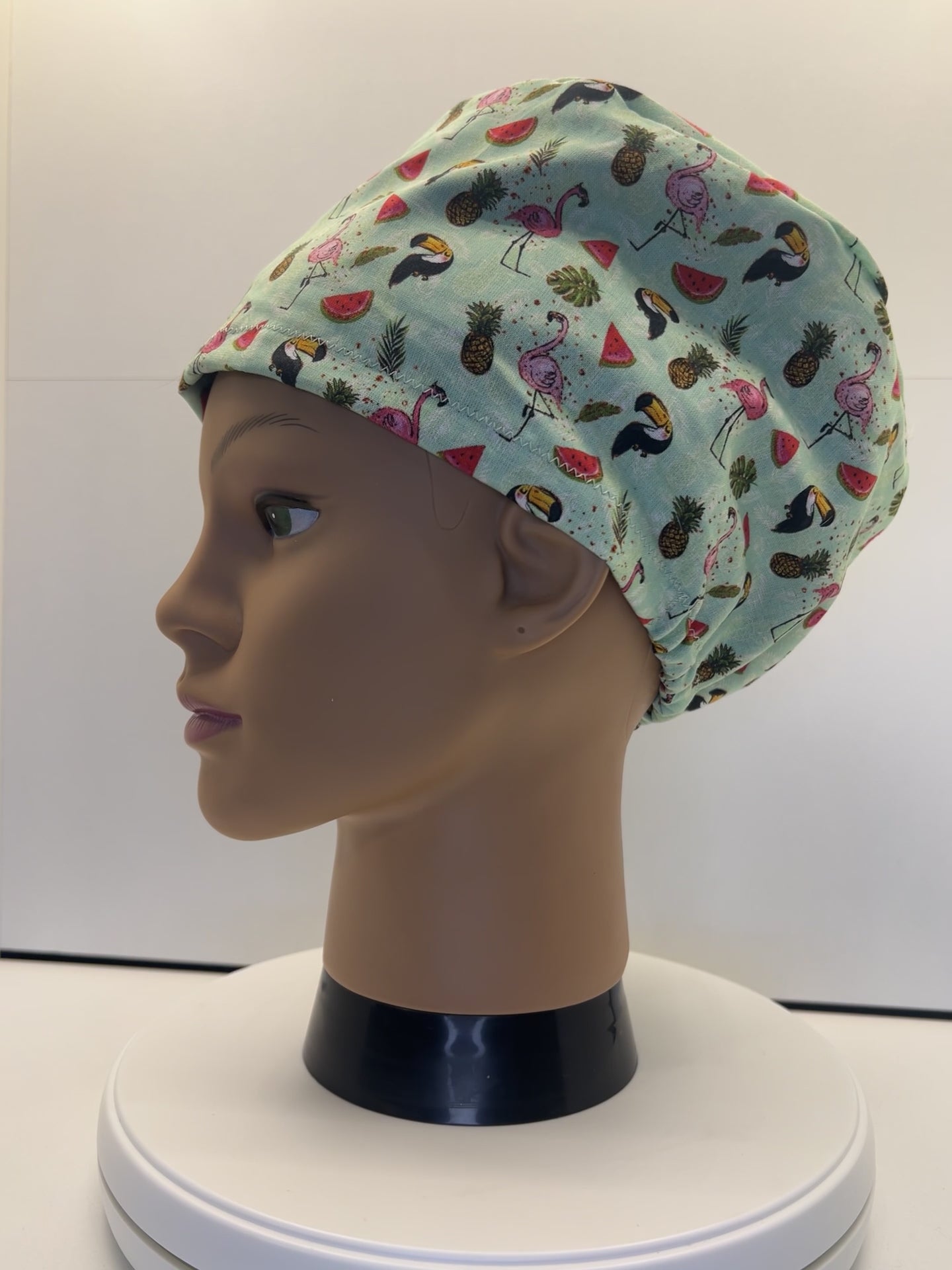 Tropical Escape 100% Cotton Theatre Hat/Scrub Cap - Optional Satin Lining