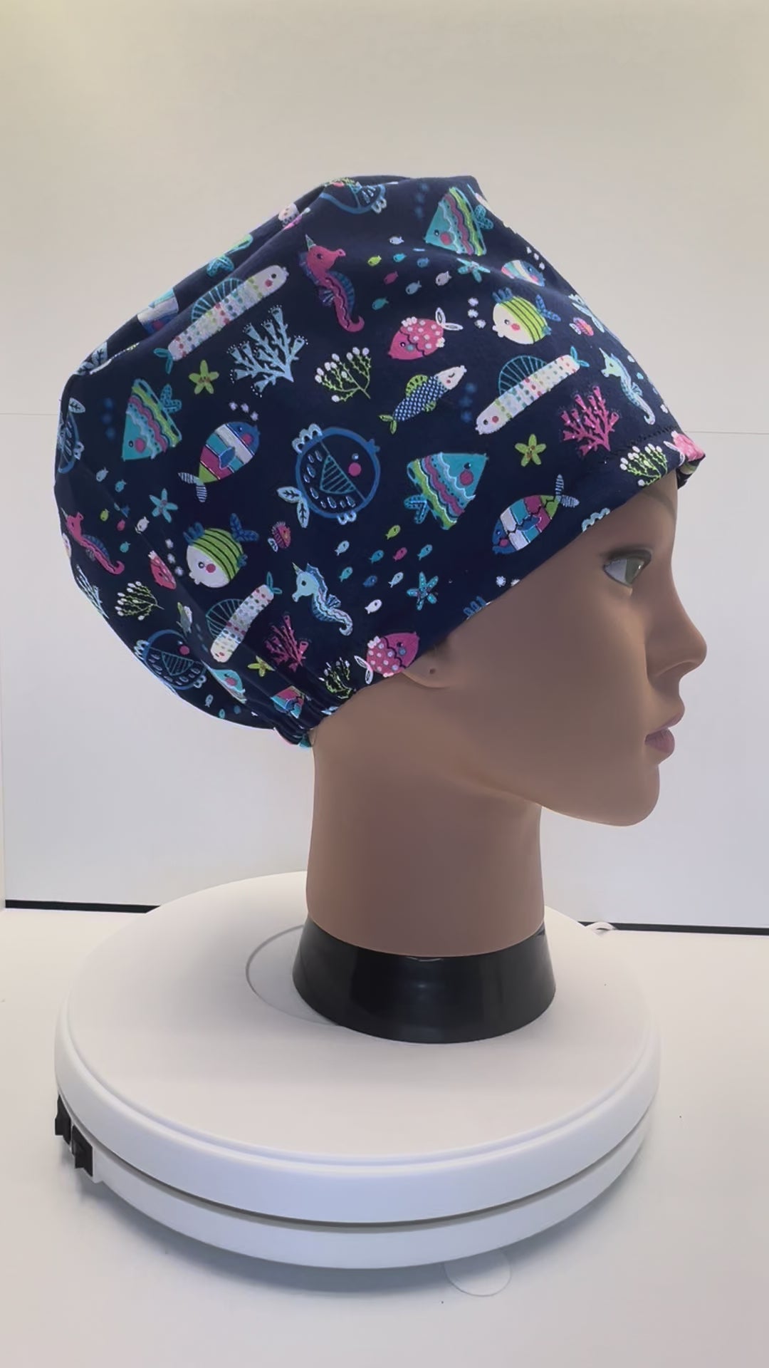 Seaside Shoals 100% Cotton Scrub Cap/Theatre Hat - UK Handmade