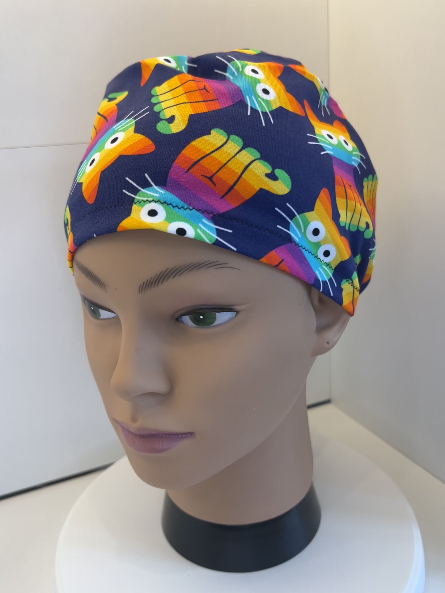 Rainbow Cats Premium Cotton Jersey super soft theatre scrub hat/cap