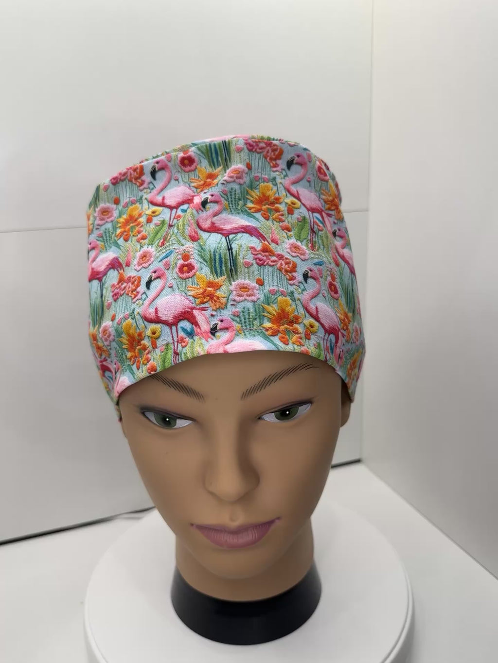 Tropical Flamingos 100% Cotton Theatre Hat/Scrub Cap