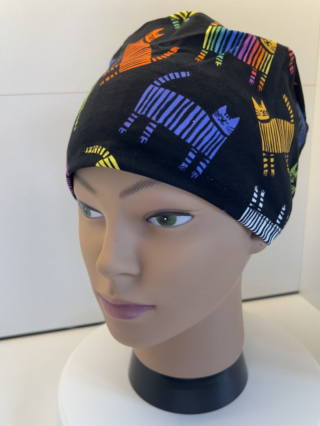 Midnight Rainbow Cats Premium Cotton Jersey super soft theatre scrub hat/cap