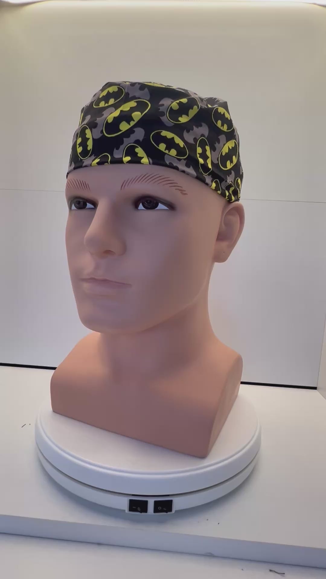 Batman Superhero Design 100% Cotton Tie-Back Surgical/Theatre Scrub Hat/Cap. UK Handmade