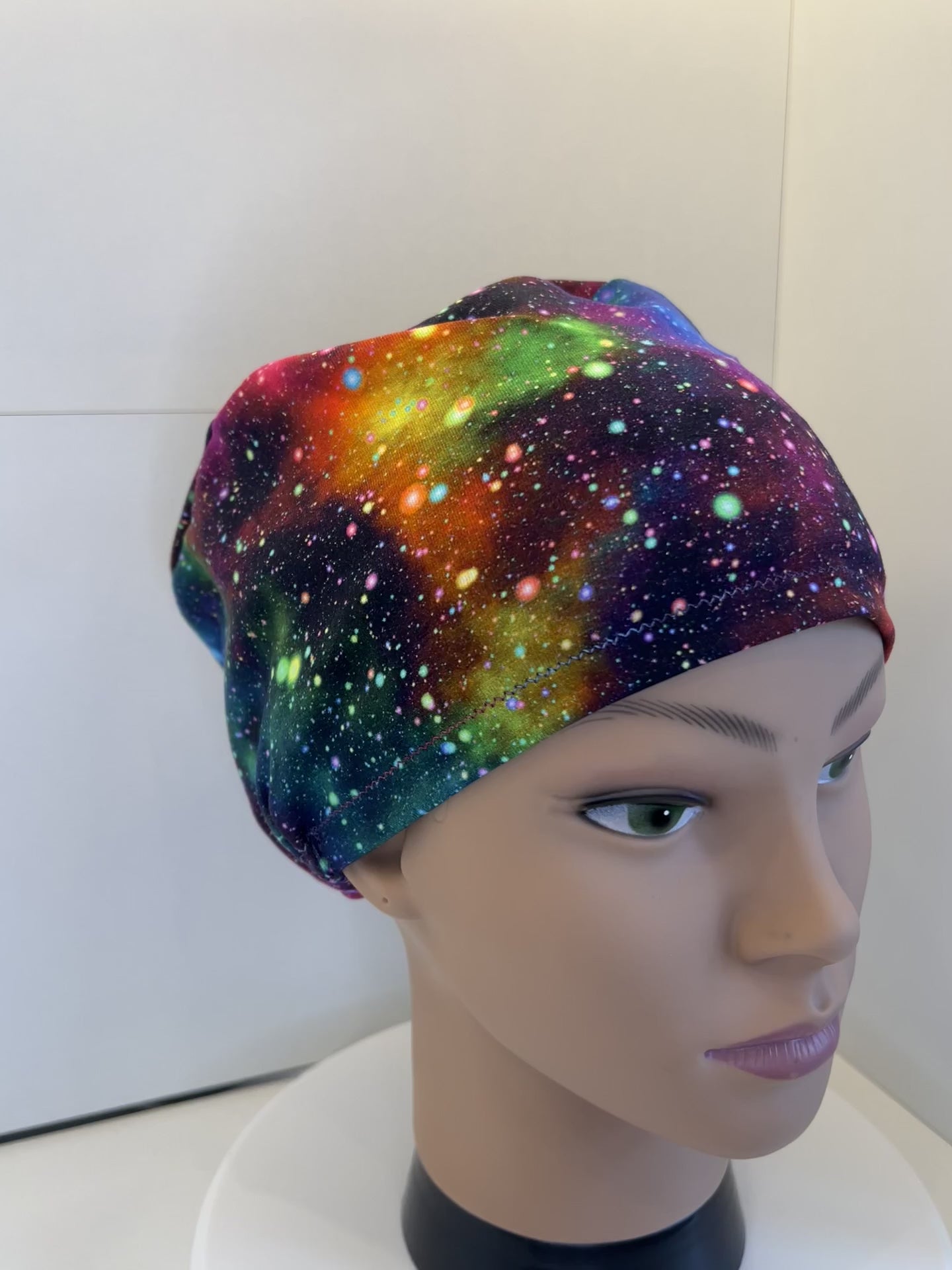 Rainbow Galaxies Premium Cotton Jersey super soft theatre scrub hat/cap