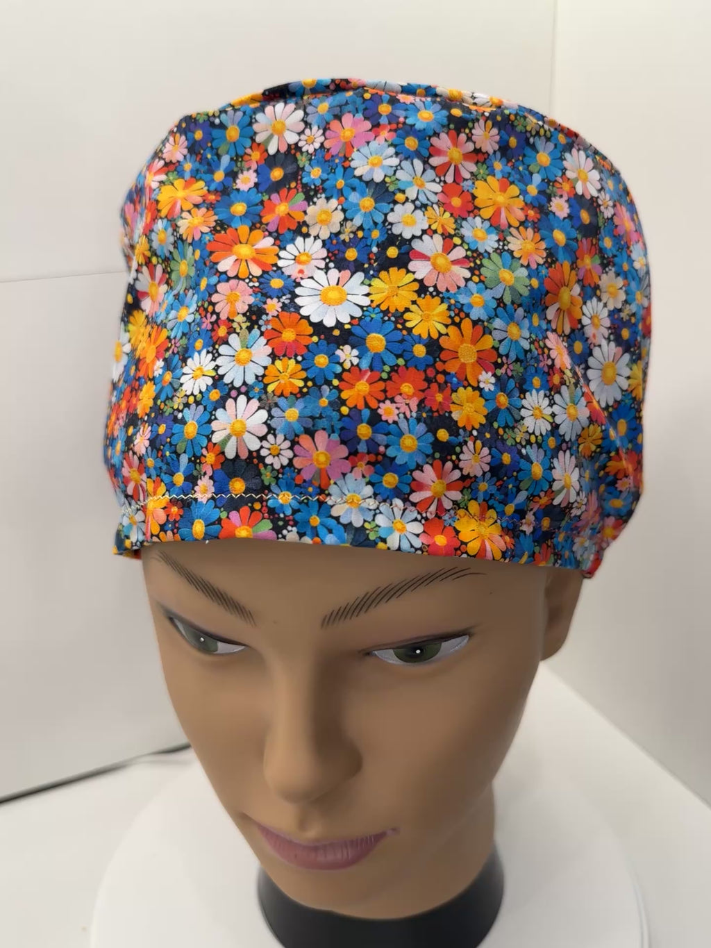 Bright Daisies 100% Cotton Surgical/Theatre Scrub Hat/Cap. UK Handmade